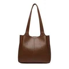 VATYERTY - Bolsa De Moda Con Textura De Cuero Café