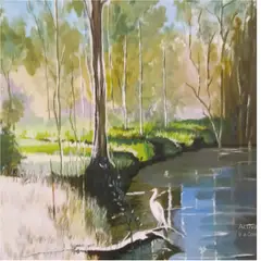 ARIVLE - Cuadro bastidor tela oleo, gacela en bosque