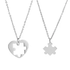 VATYERTY - 2 piezas Collar con colgante rompecabezas Plateado