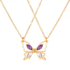 VATYERTY - 2 piezas Collar pareja con diseño accesorio de mariposa Amarillo Oro