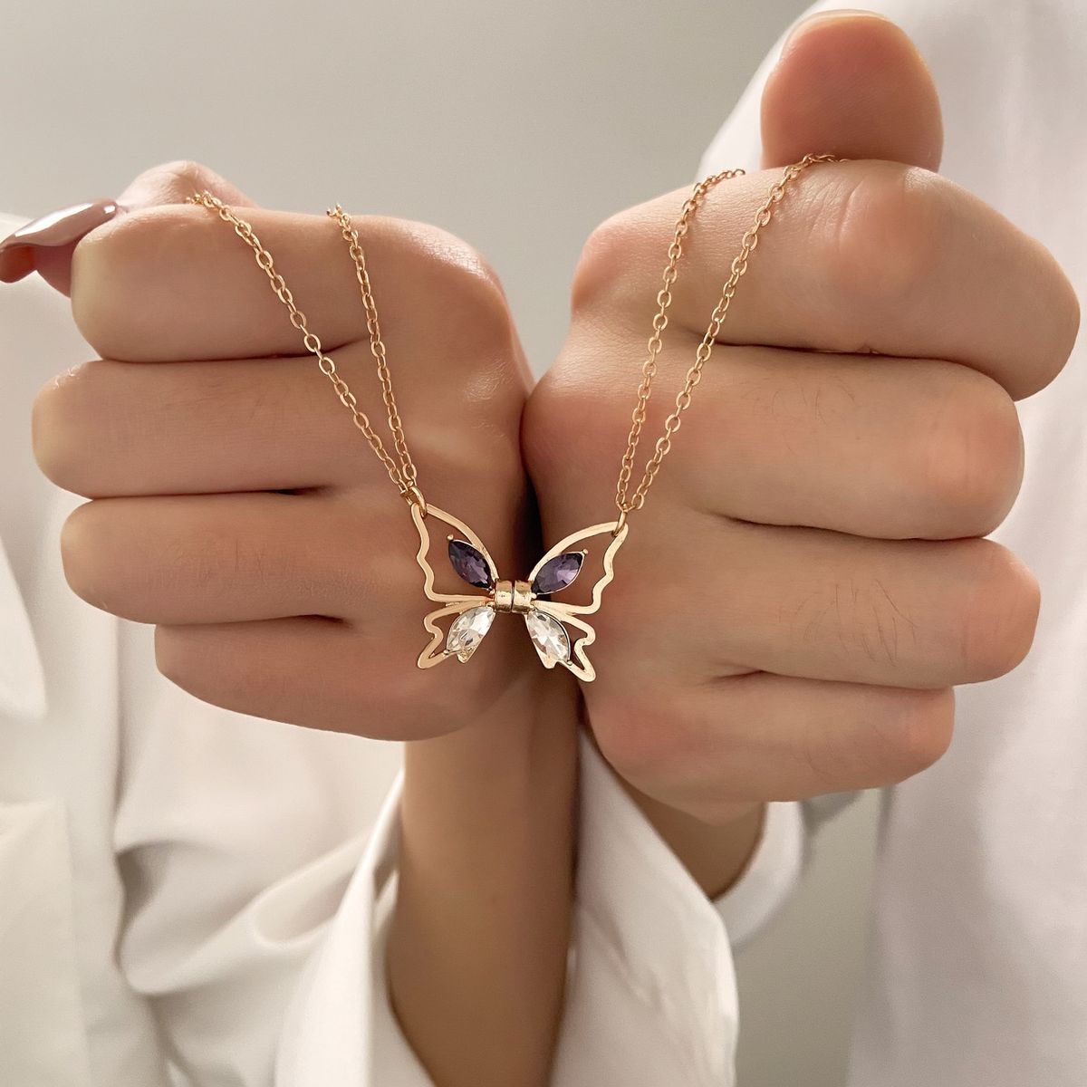 VATYERTY - 2 piezas Collar pareja con diseño accesorio de mariposa  Amarillo Oro