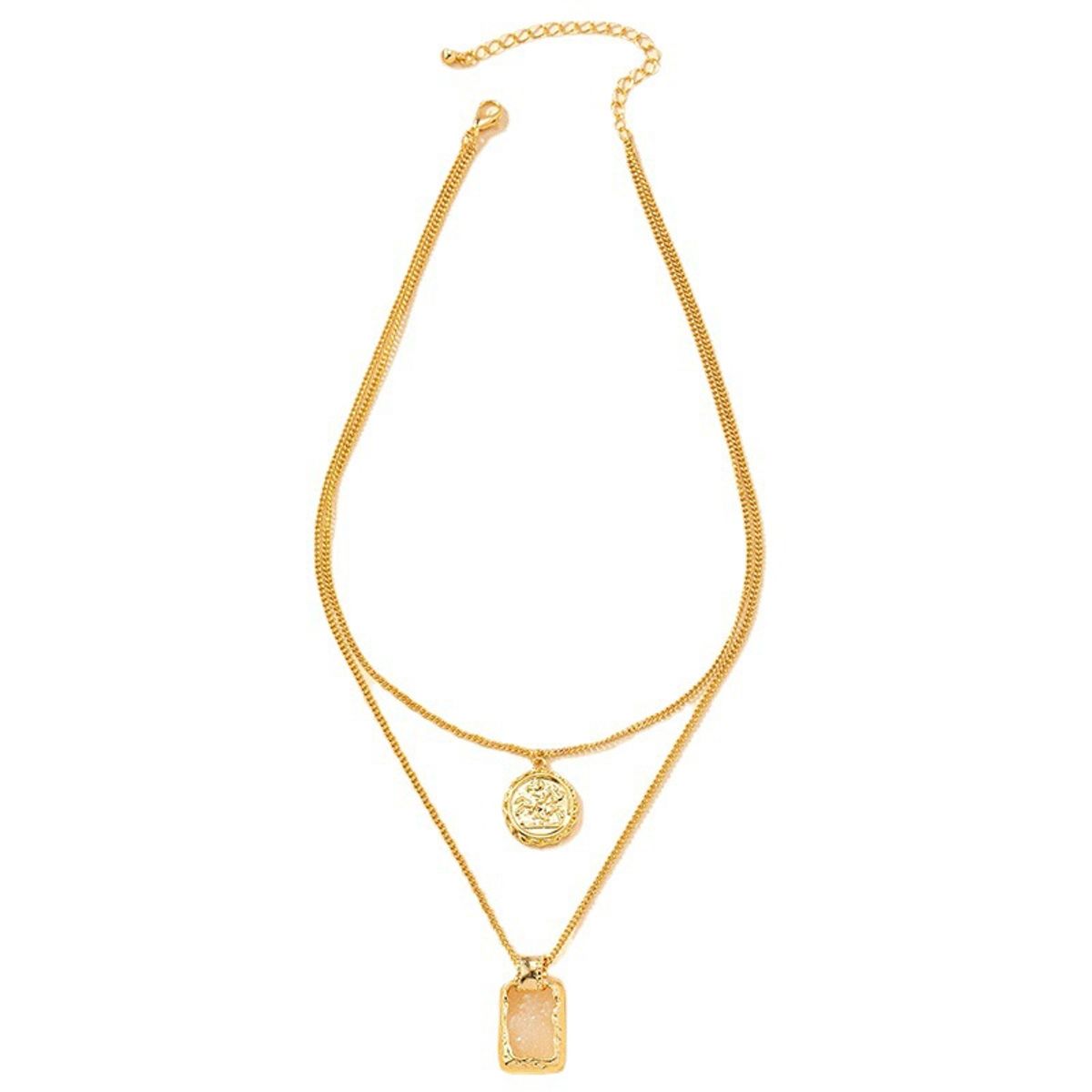 VATYERTY - Collar a capas colgante geométrico oro