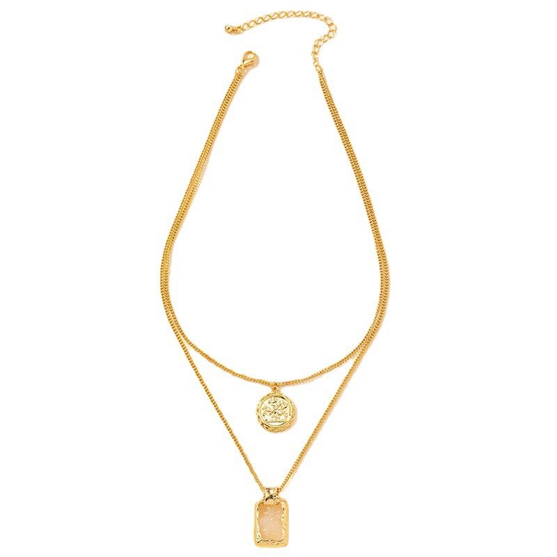 VATYERTY - Collar a capas colgante geométrico oro