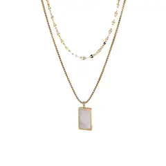 VATYERTY - Collar a capas colgante geométrico blanco