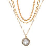 Collar a capas con diamante imitación cuadrado accesorio Amarillo Oro