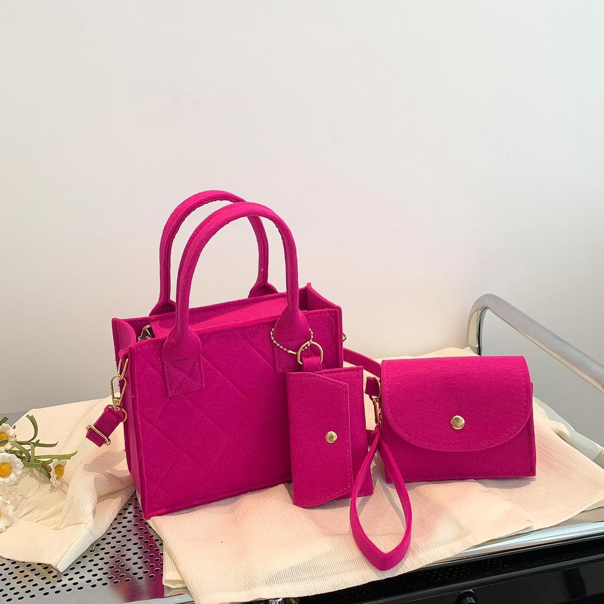 VATYERTY - Juego de bolsos de 3 piezas rosa