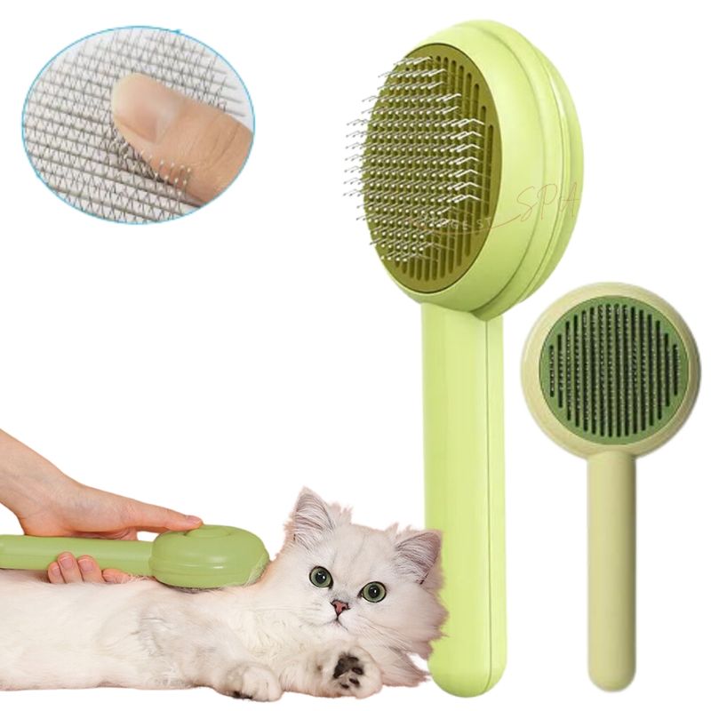 GENERICO - Cepillo de aguja para el cuidado de mascotas Verde.
