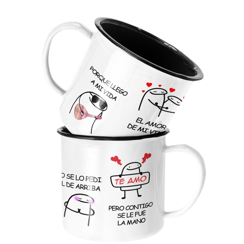SM - Taza Enlozada Lechera Camilo Indigo Llego a mi vida el amor - Blanco