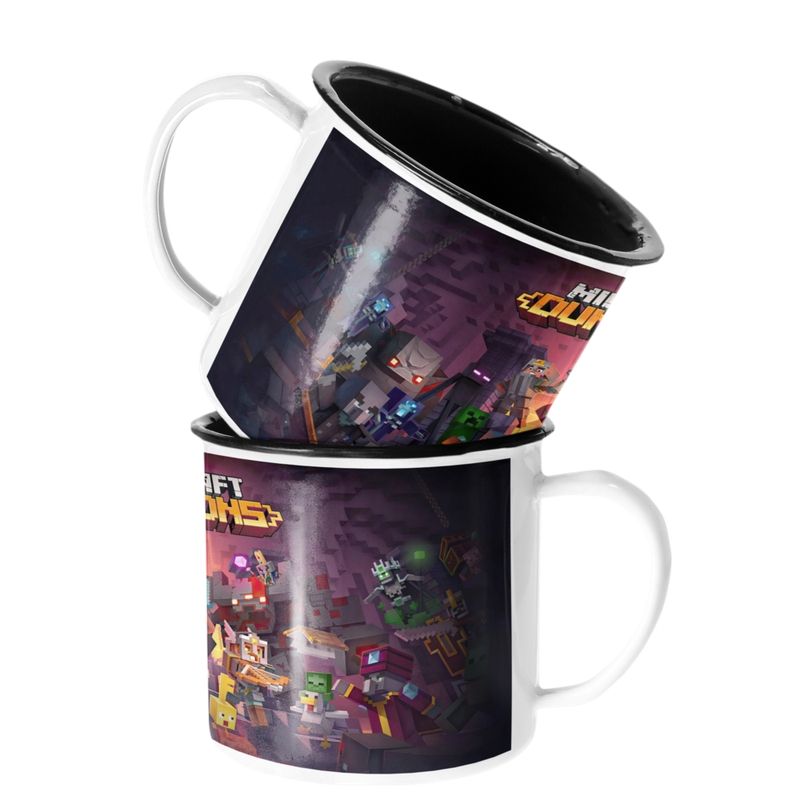 SM - Taza Enlozada Lechera Minecraft Videojuego Infierno Dungeons SM