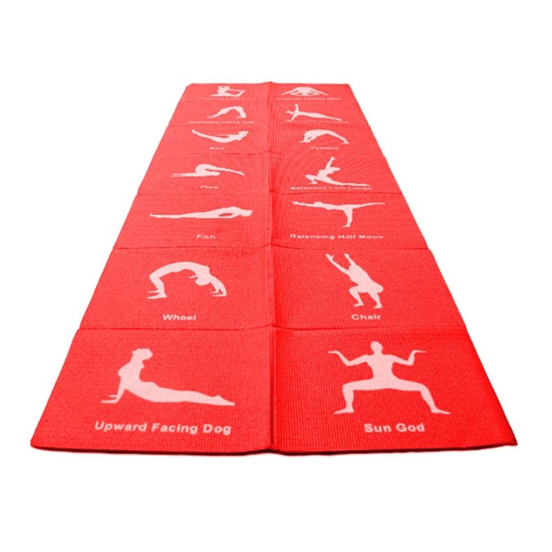 GENERICO - Mat de Yoga 6 mm Plegable con Posturas Rojo