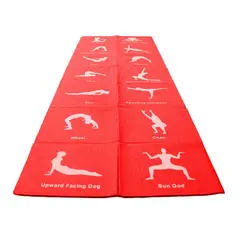 GENERICO - Mat de Yoga 6 mm Plegable con Posturas Rojo