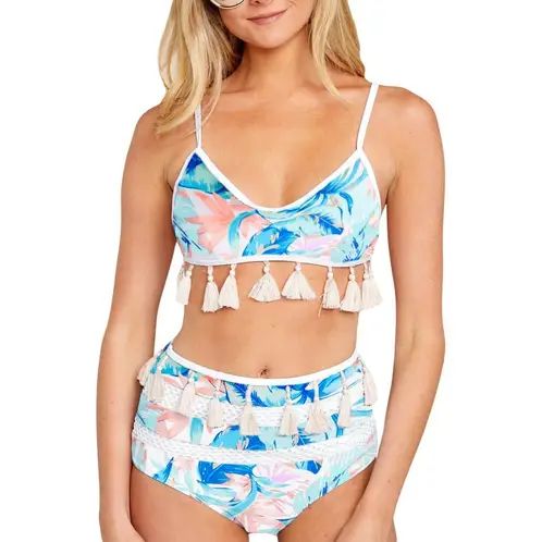 GLORIAHOON - Bikini Sexy Cintura Alta Étnico Pom Pom
