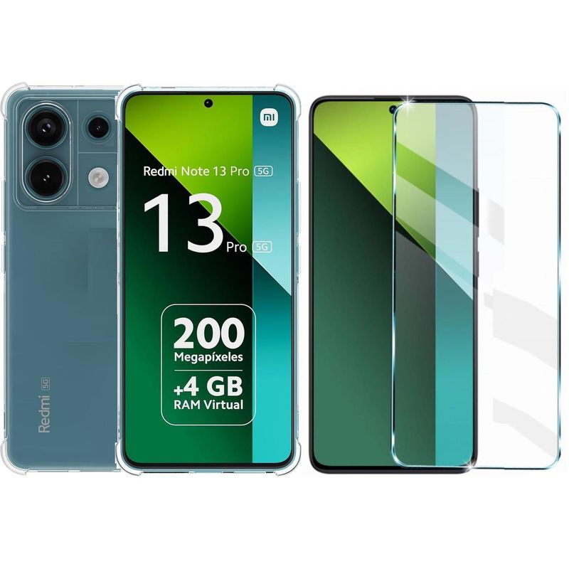 GENERICO - Carcasa Xiaomi Redmi Note 13 Pro 5g Antishock Compatible + Lamina Completa - Agua