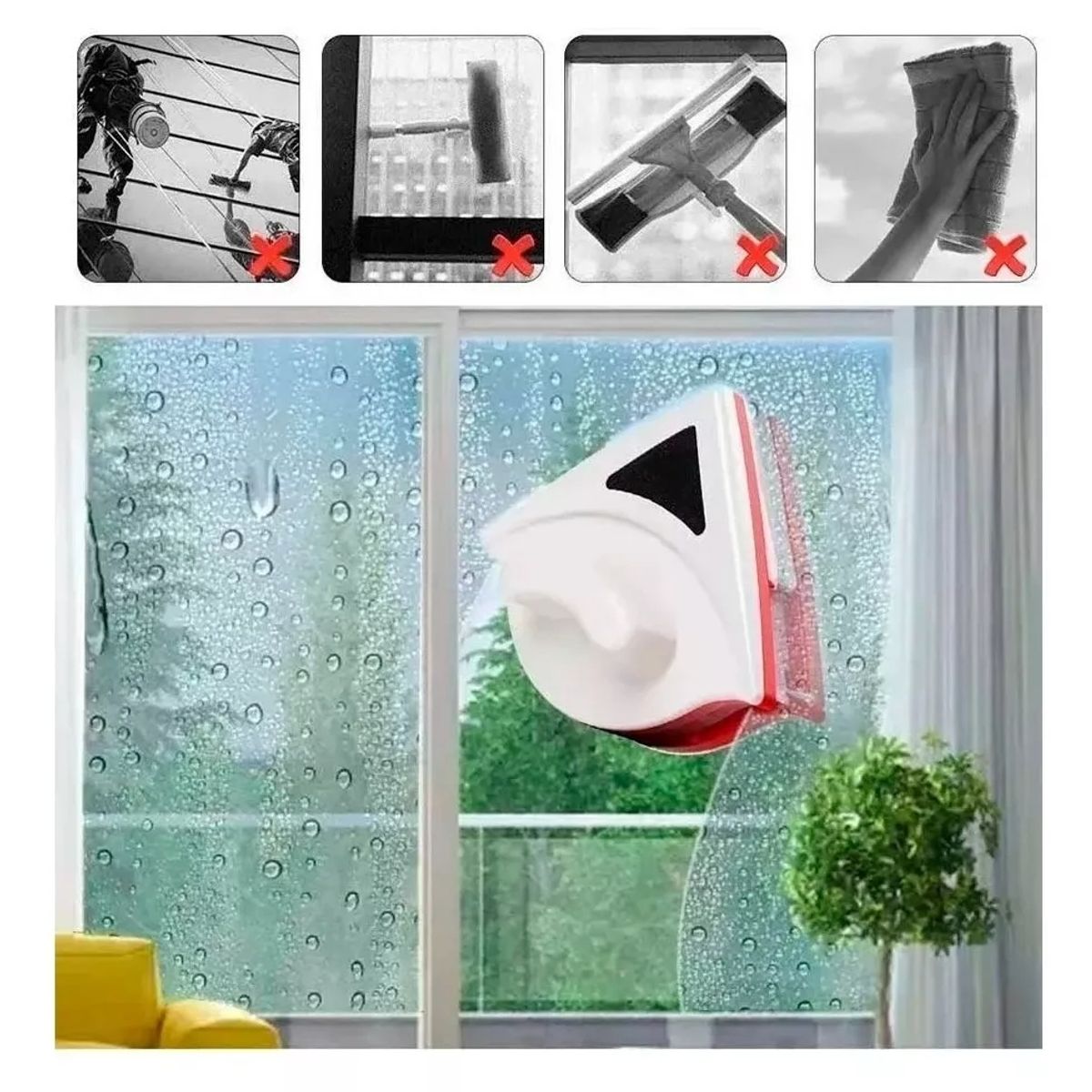 GENERICO - Limpiador De Vidrio Magnetico Limpiavidrios Ventanas Hogar