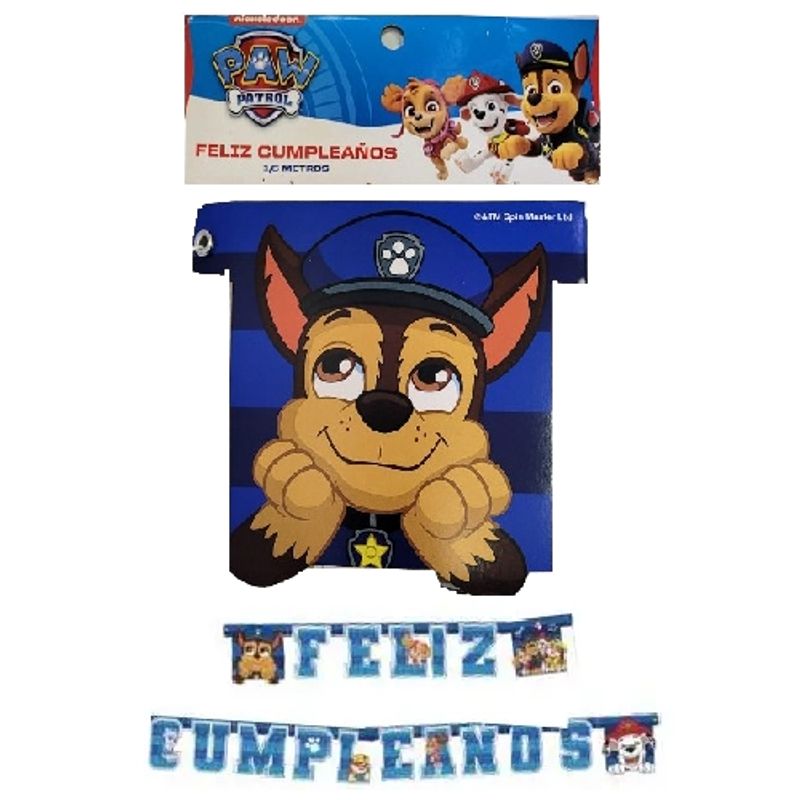 GENERICO - GUIRNALDA FELIZ CUMPLEAÑOS PAW PATROL 1 UNIDAD