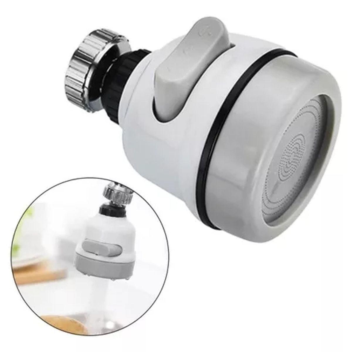 GENERICO - Grifo Cabezal Lavaplatos Giratorio regula Ahorro Agua 360º.