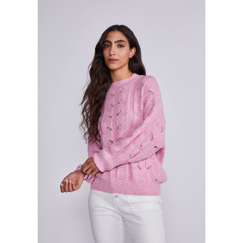 SIOUX - Sweater Mujer Rosado Cuello Redondo Tejido Sioux