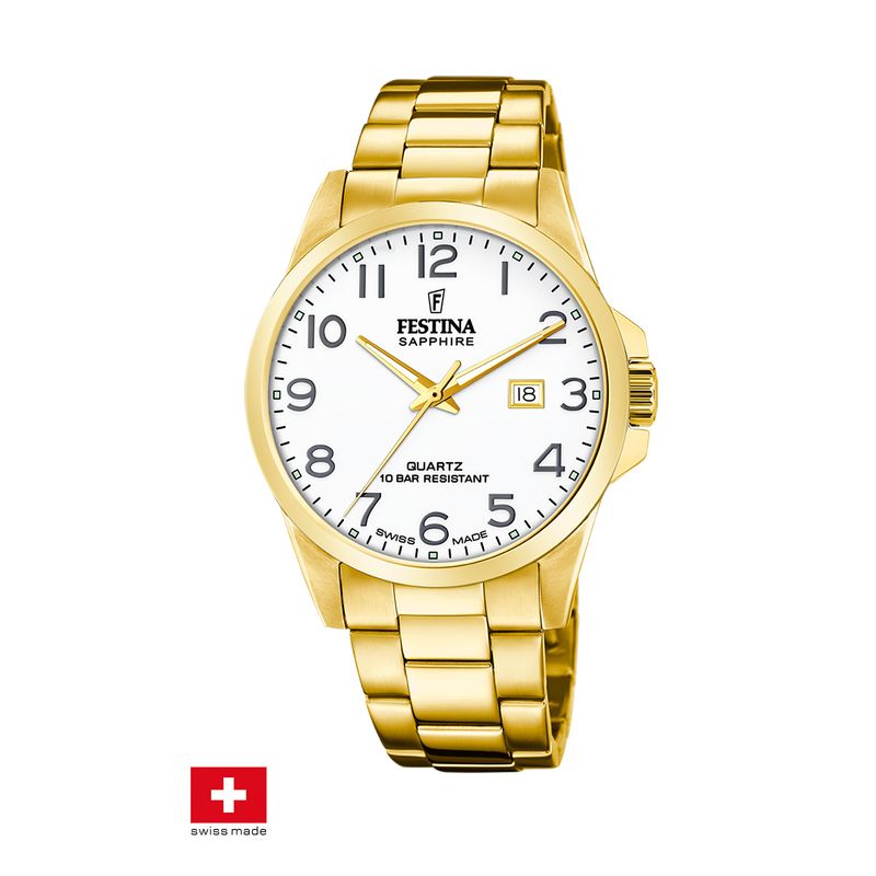FESTINA SWISS - Reloj F20044/1 Festina Swiss Blanco Hombre Acero Clásico
