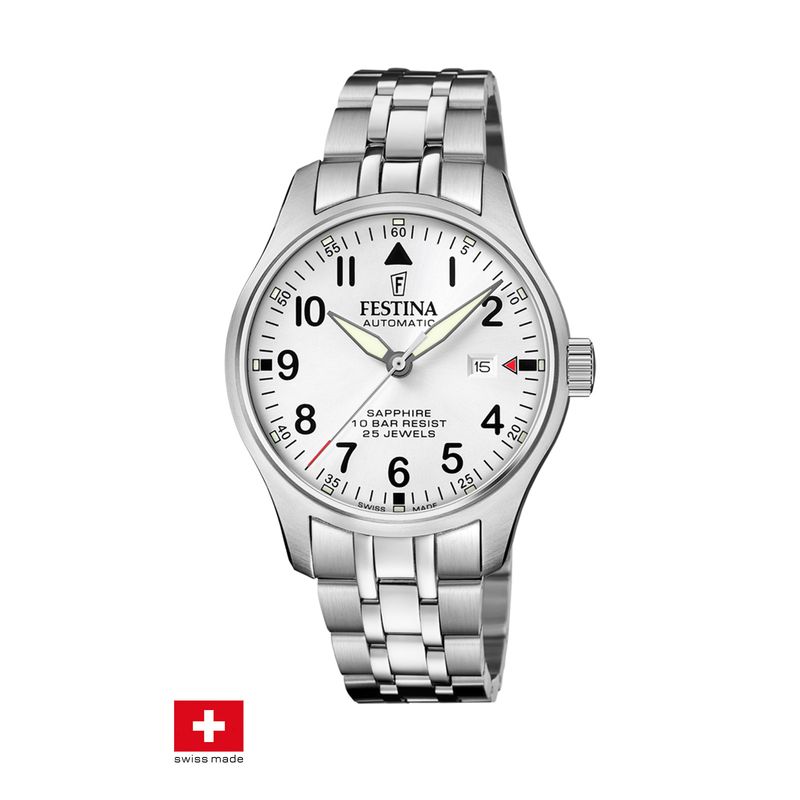 FESTINA SWISS - Reloj F20151/A Festina Swiss Plateado Hombre Swiss Made