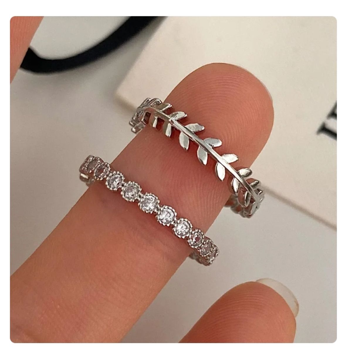 GENERICO - Anillo forma de hoja de plata 925 mujer de Color Plata ajustable