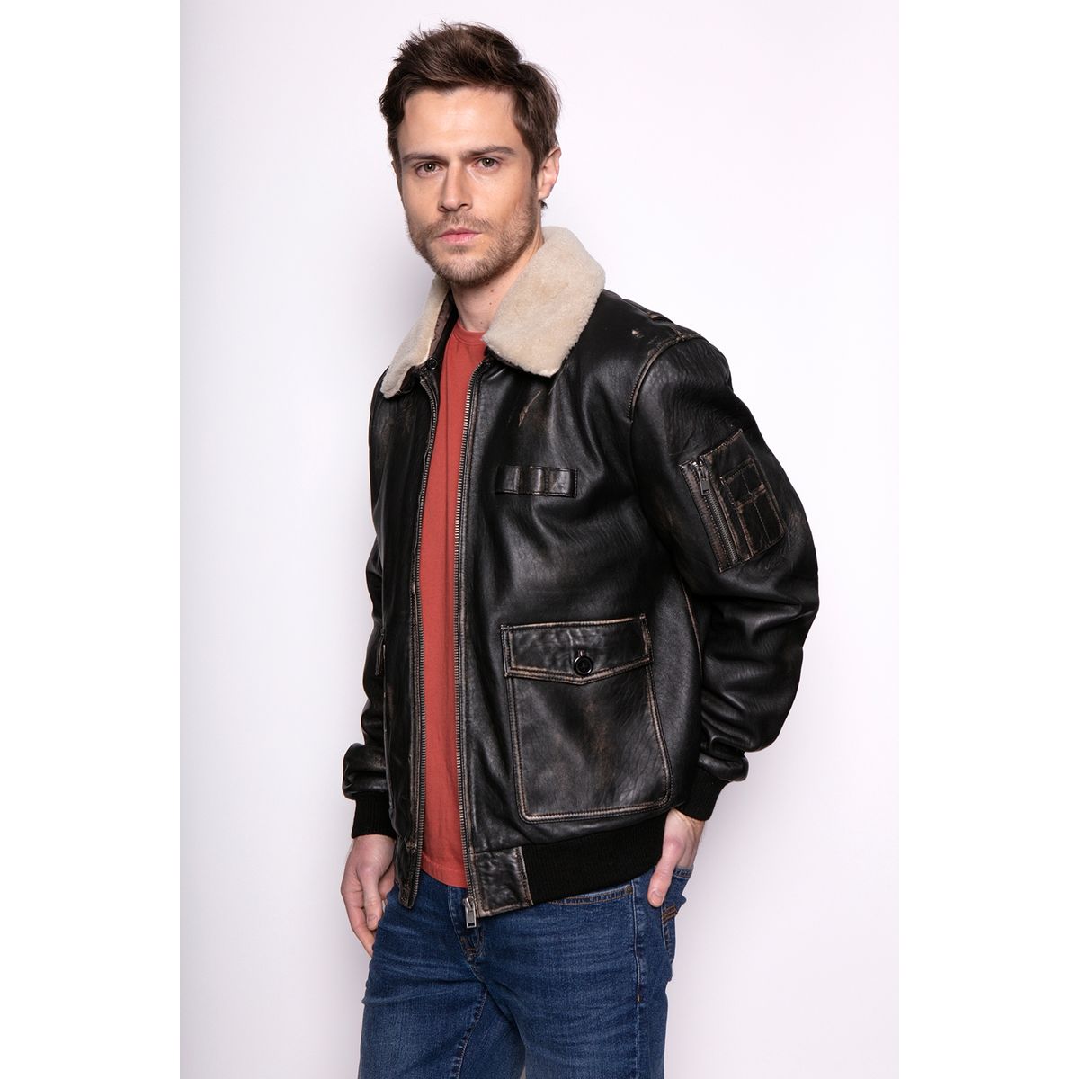 FEROUCH - Chaqueta Pilot Vintage Wisconsin Café Ferouch