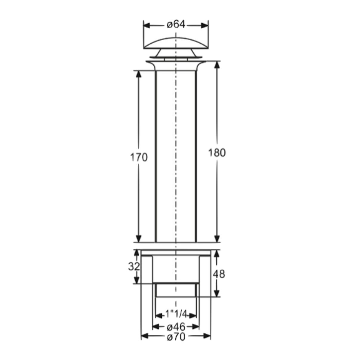 GENERICO - DESAGÜE EXTRA LARGO 114 TAPON CROMADO