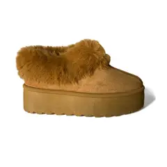 BOTELI - Bota Mujer Camel Gamuza Chiporro Invierno