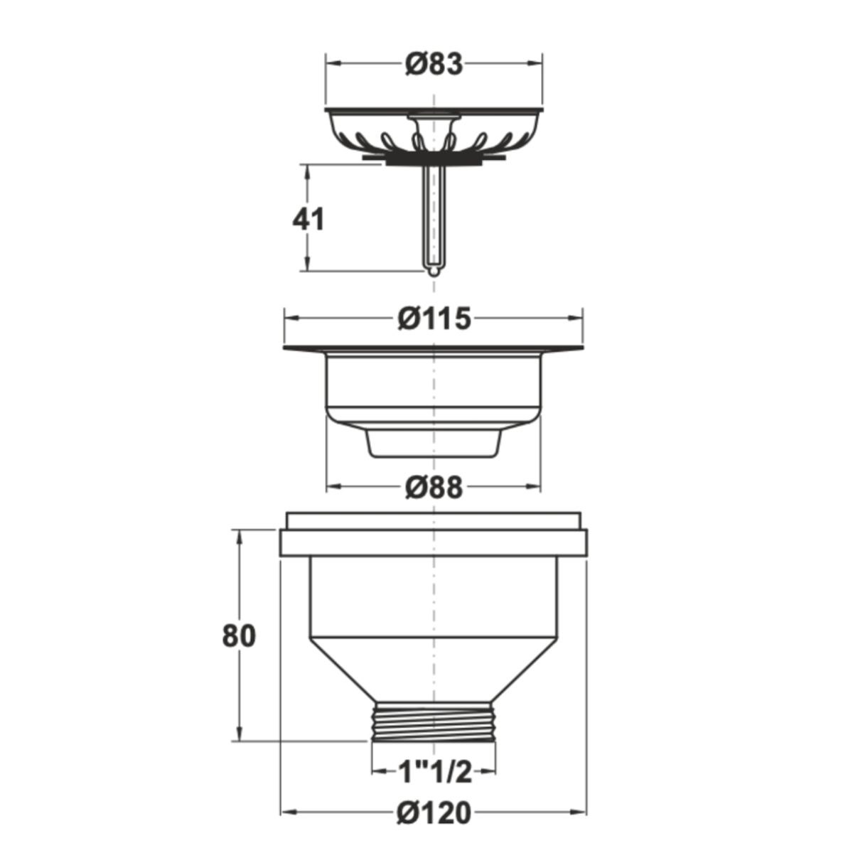 GENERICO - DESAGÜE LAVAPLATOSLAVAFONDOS 114MM SREBALSE