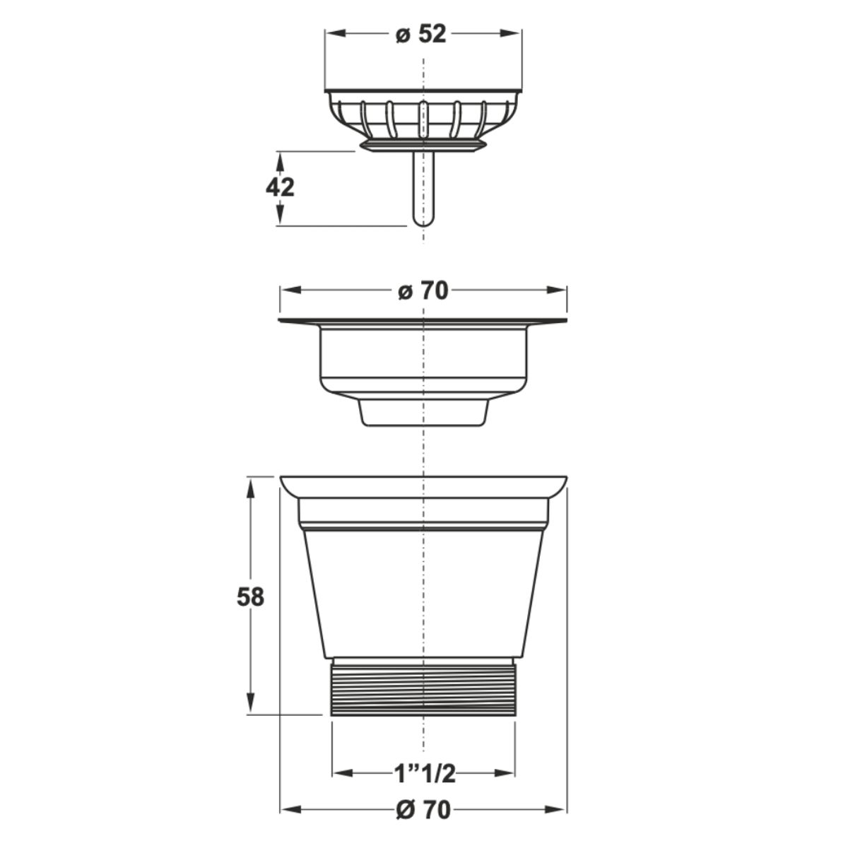 GENERICO - DESAGÜE LAVAPLATOS 70MM SREBALSE