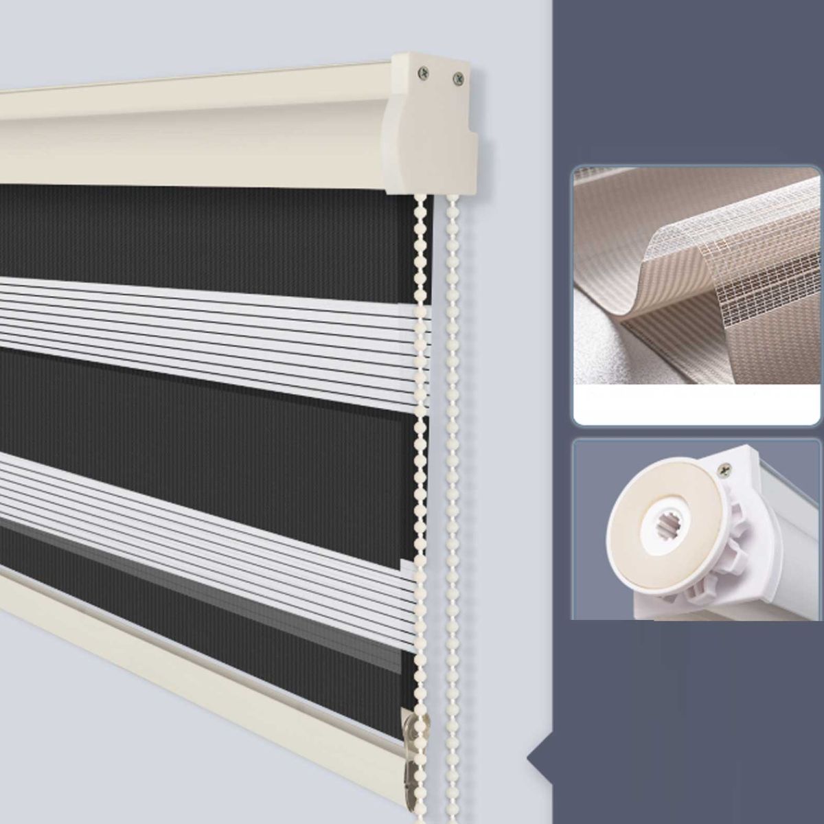 GENERICO - Roller Duo con Cenefa 135 x 200 - Negro