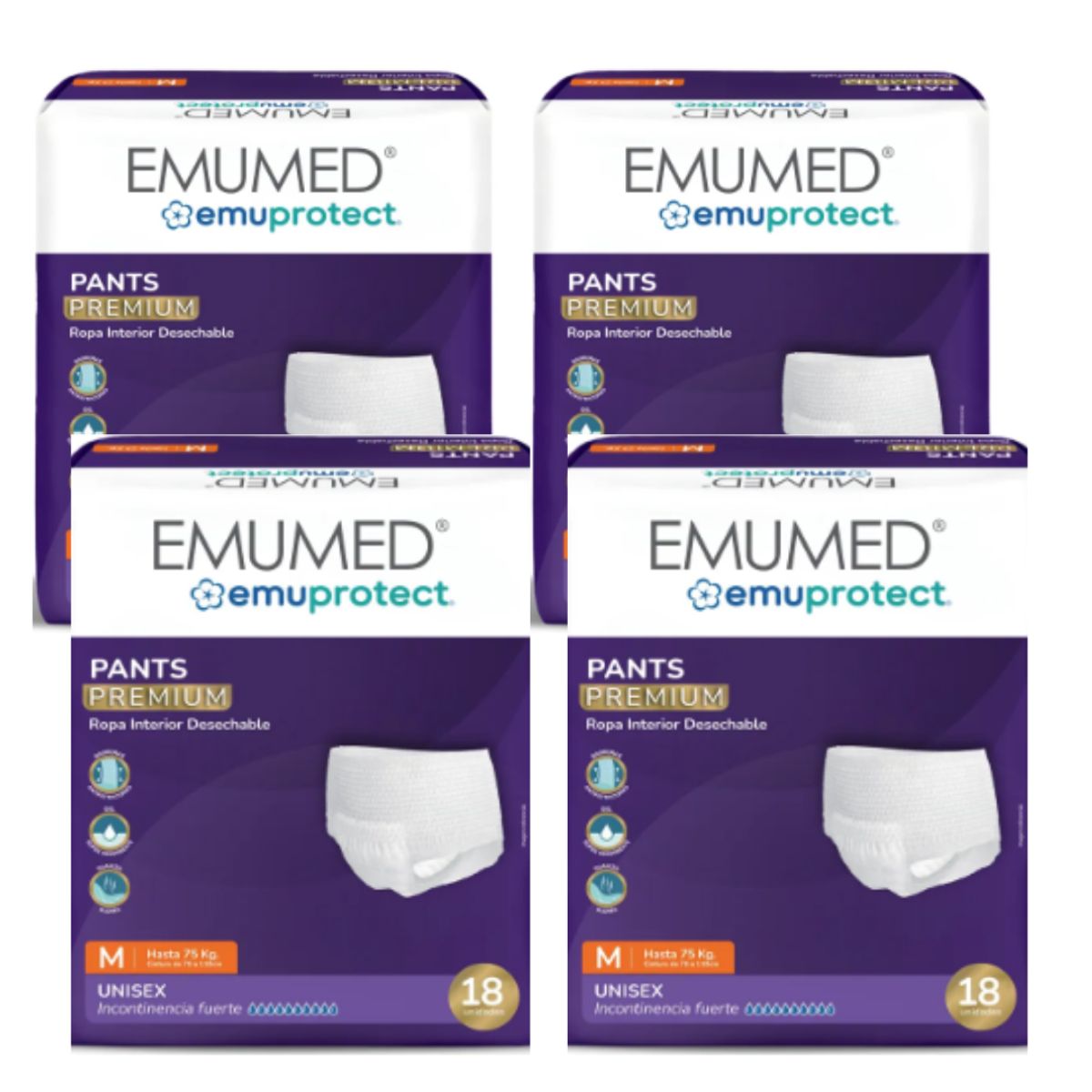 EMUMED - Pañales Adulto - Emumed Pants - Talla M x 4 PAQ