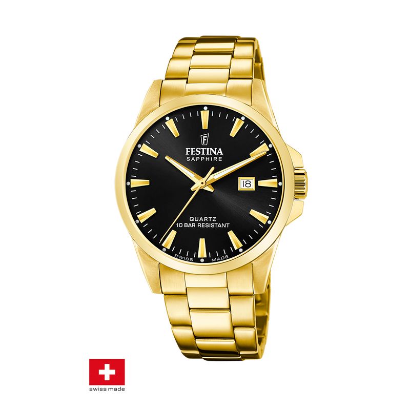 FESTINA SWISS - Reloj F20044/6 Festina Swiss Negro Hombre Acero Clásico