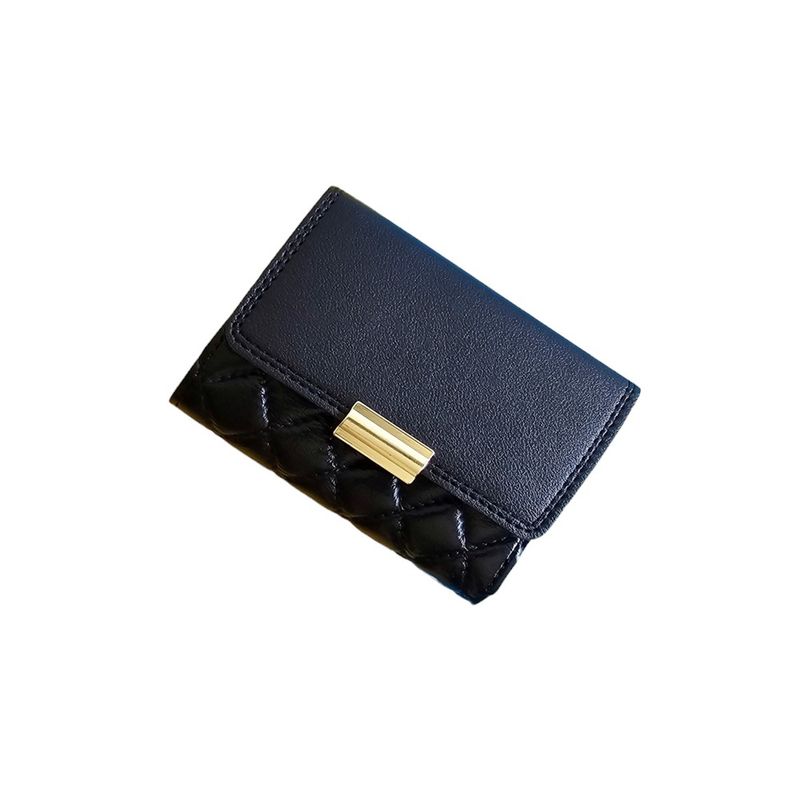 GENERICO - Billetera Mujer Elegante Negra con Broche Dorado Micheli