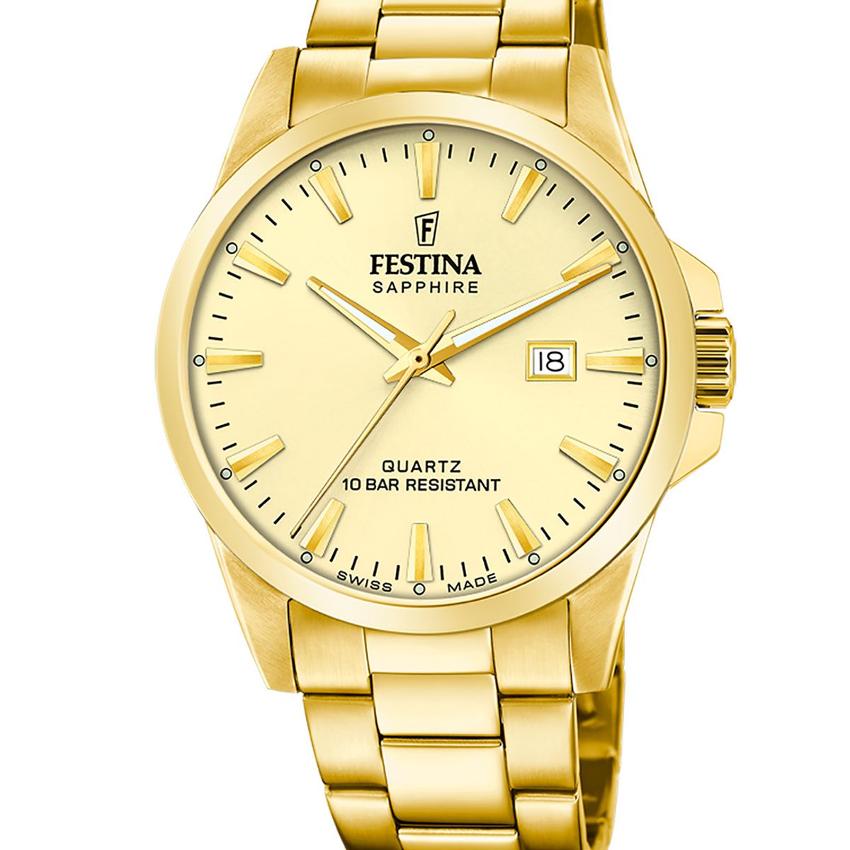 FESTINA SWISS - Reloj F20044/4 Festina Swiss Dorado Hombre Acero Clásico
