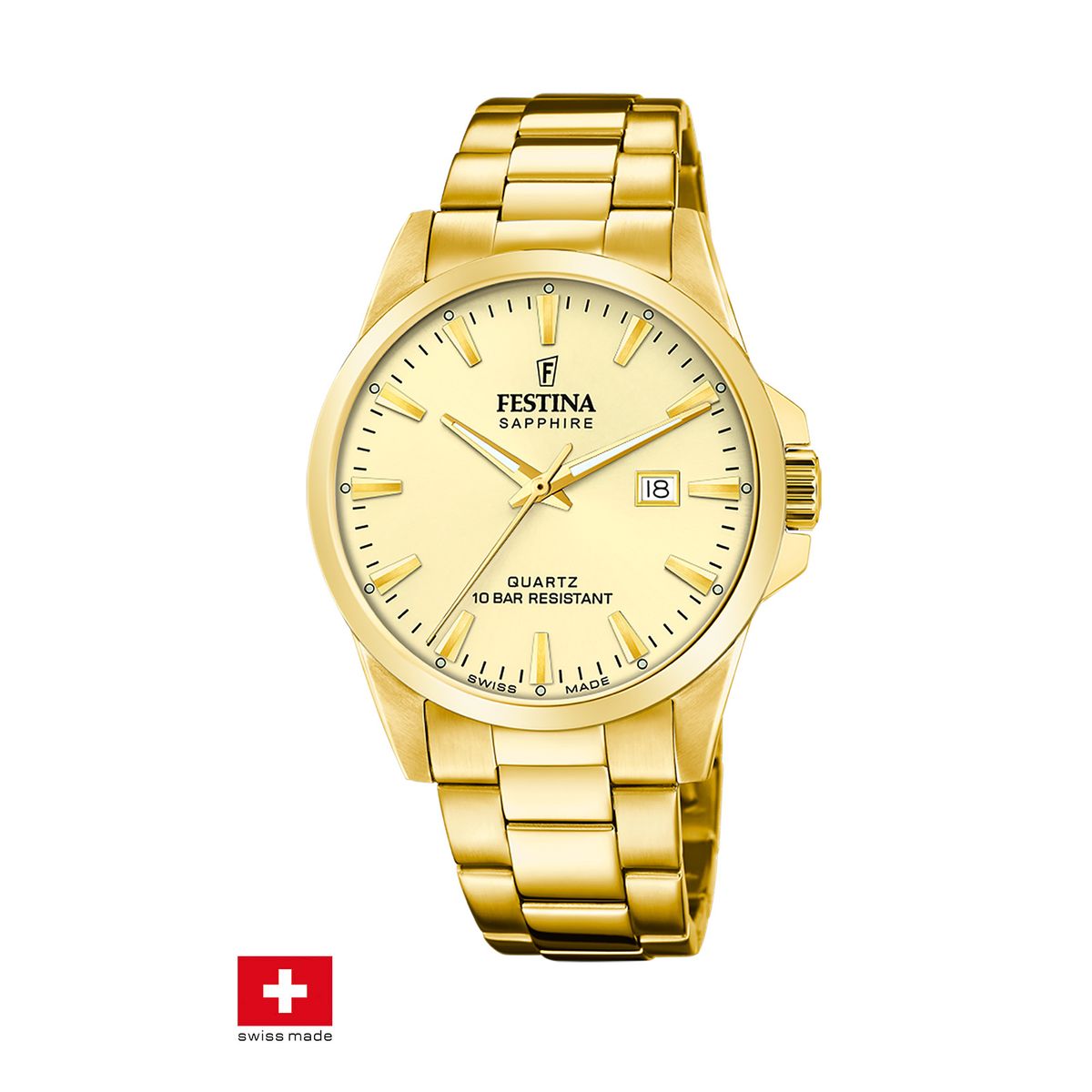 FESTINA SWISS - Reloj F20044/4 Festina Swiss Dorado Hombre Acero Clásico