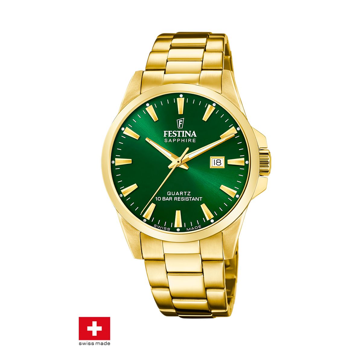 FESTINA SWISS - Reloj F20044/5 Festina Swiss Verde Hombre Acero Clásico