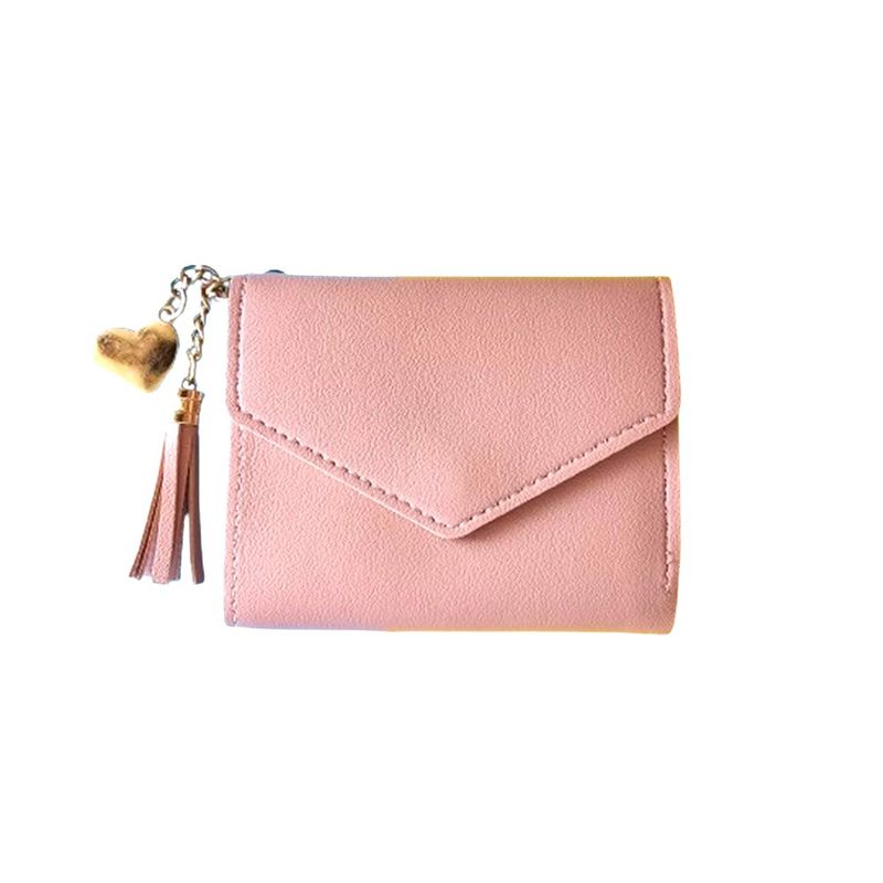 GENERICO - Billetera Mujer Rosa con Cadena Decorativa Tarjetero y Monedero Micheli