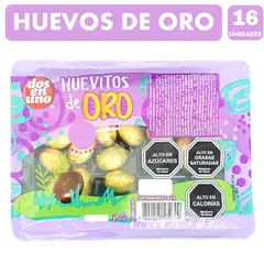 DOS EN UNO - Huevitos De Oro Chocolate Macizo - bandeja 16un