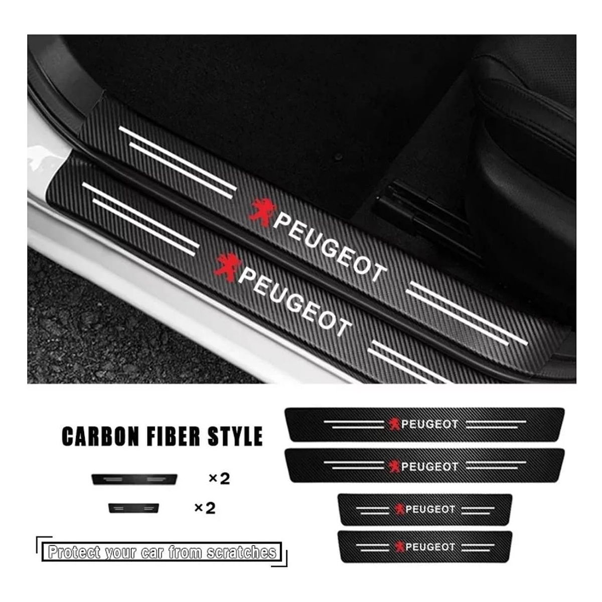 GENERICO - Cubre zócalos adhesivos para autos y camionetas universal