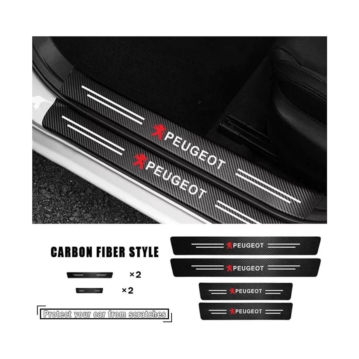 GENERICO - Cubre zócalos adhesivos para autos y camionetas universal