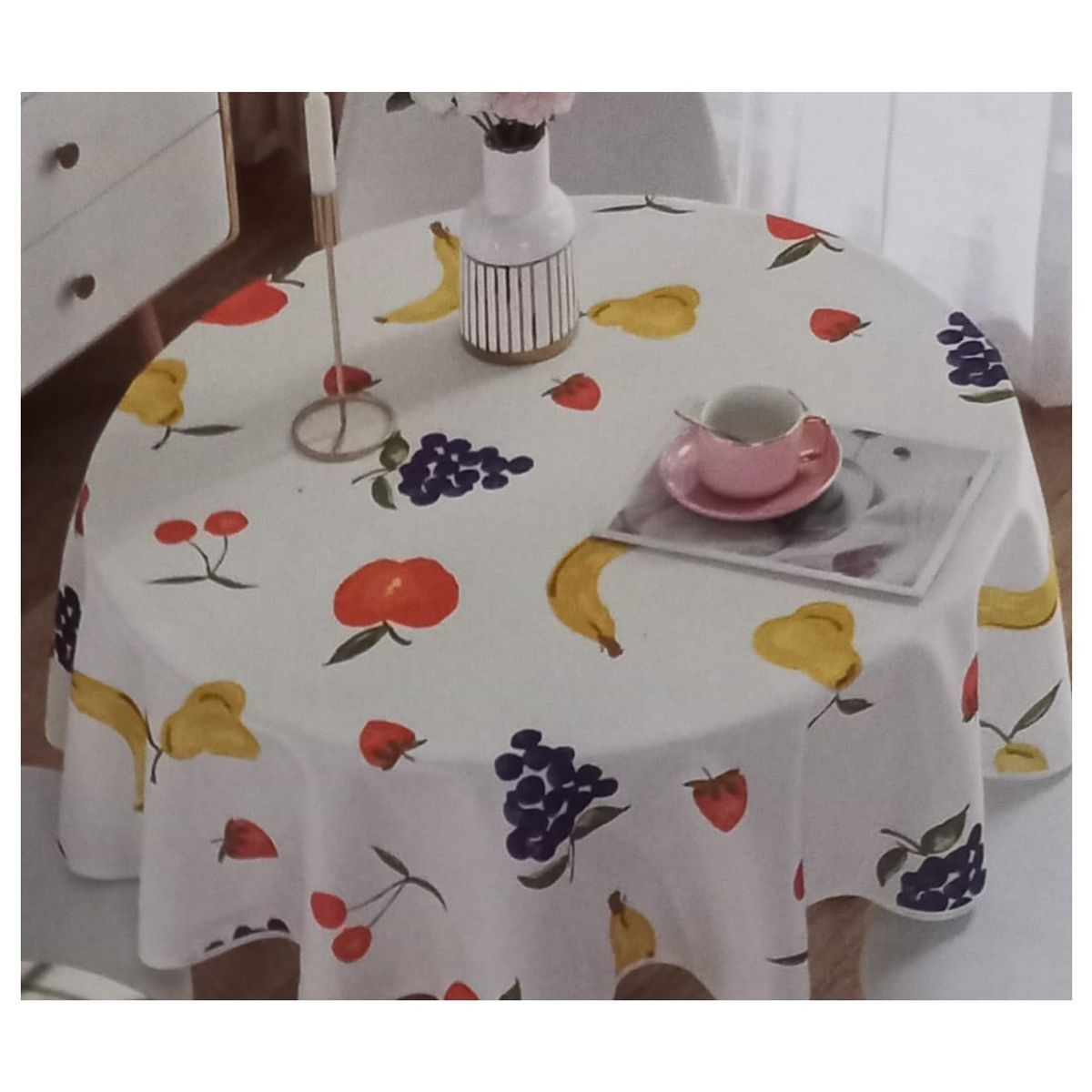 COMPRAPO - Mantel Antimanchas Mod. Multifrutas 140 X 140 Cm Redondo