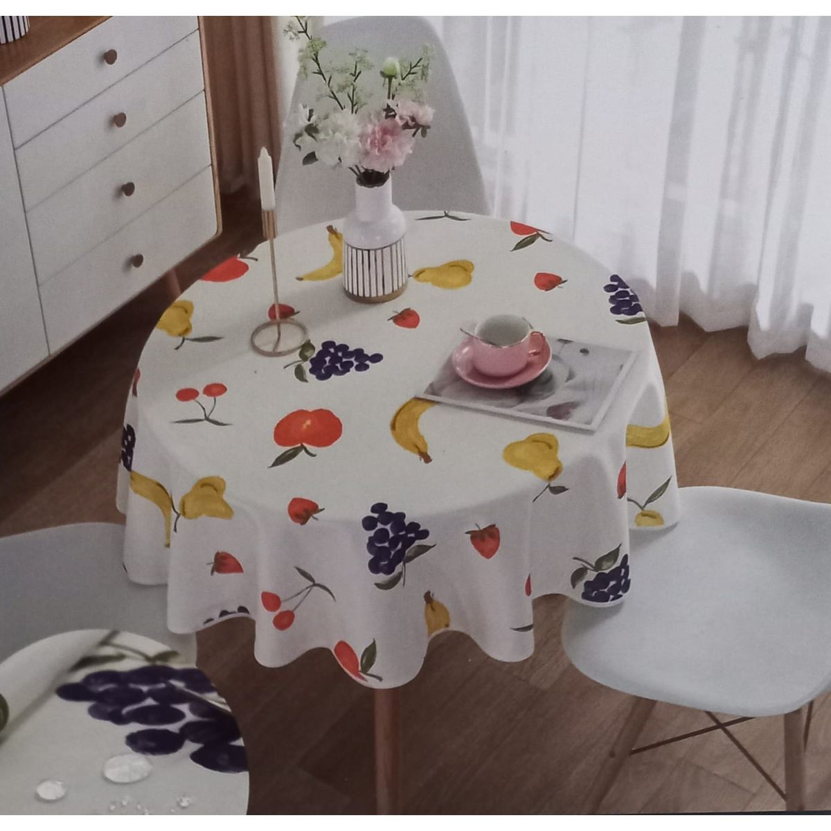 COMPRAPO - Mantel Antimanchas Mod. Multifrutas 140 X 140 Cm Redondo