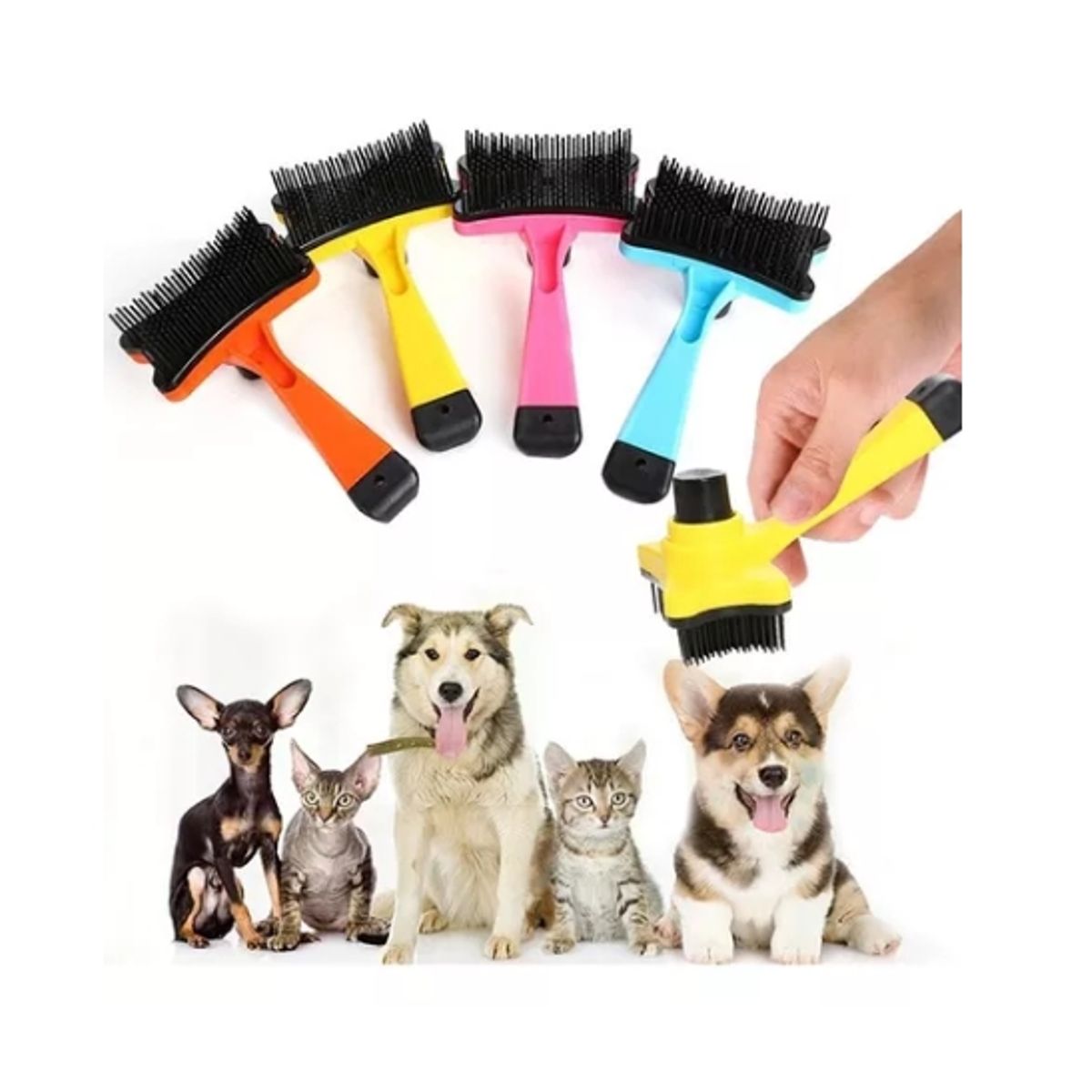 GENERICO - Cepillo Pequeño Para Perros Con Botón Saca Pelos