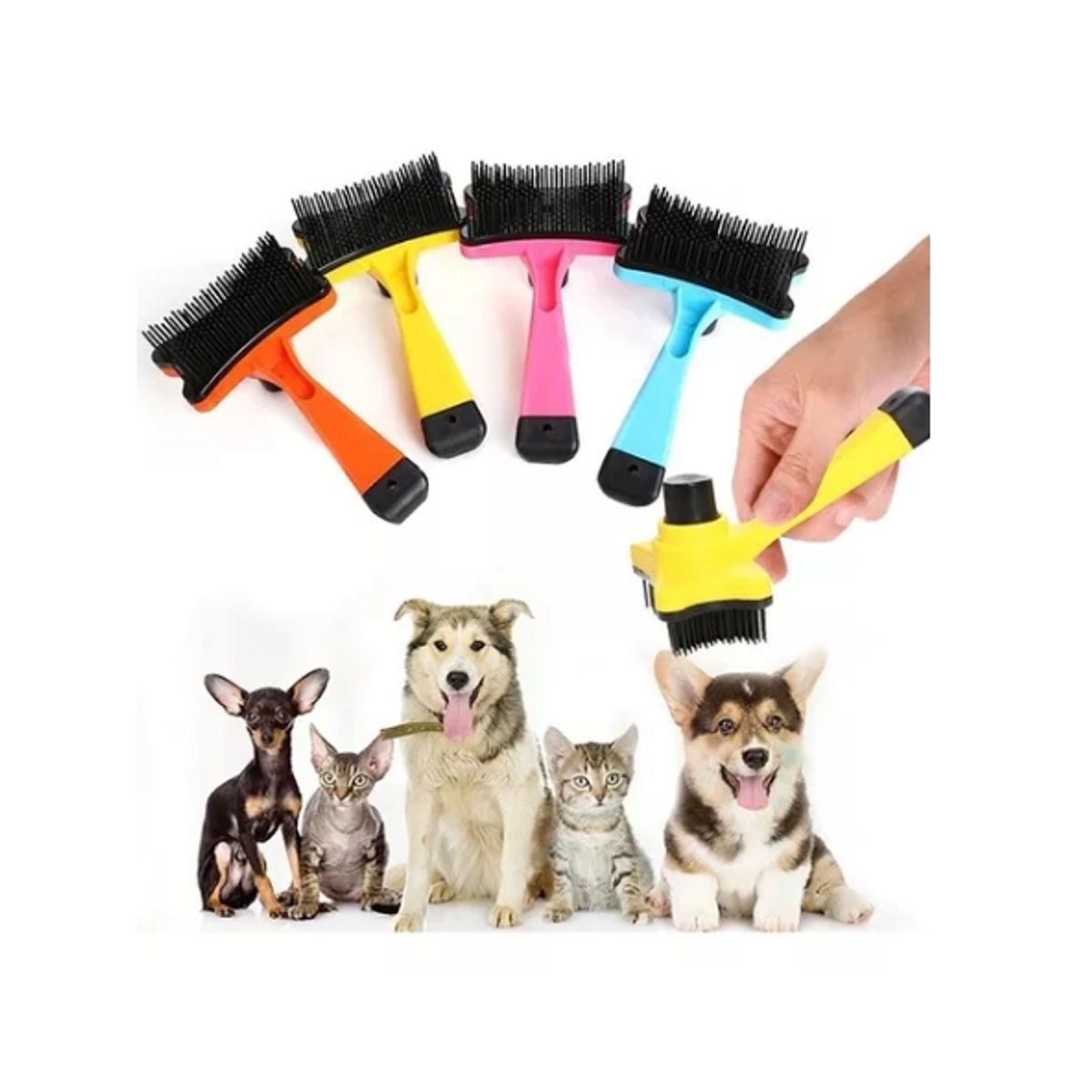 GENERICO - Cepillo Pequeño Para Perros Con Botón Saca Pelos