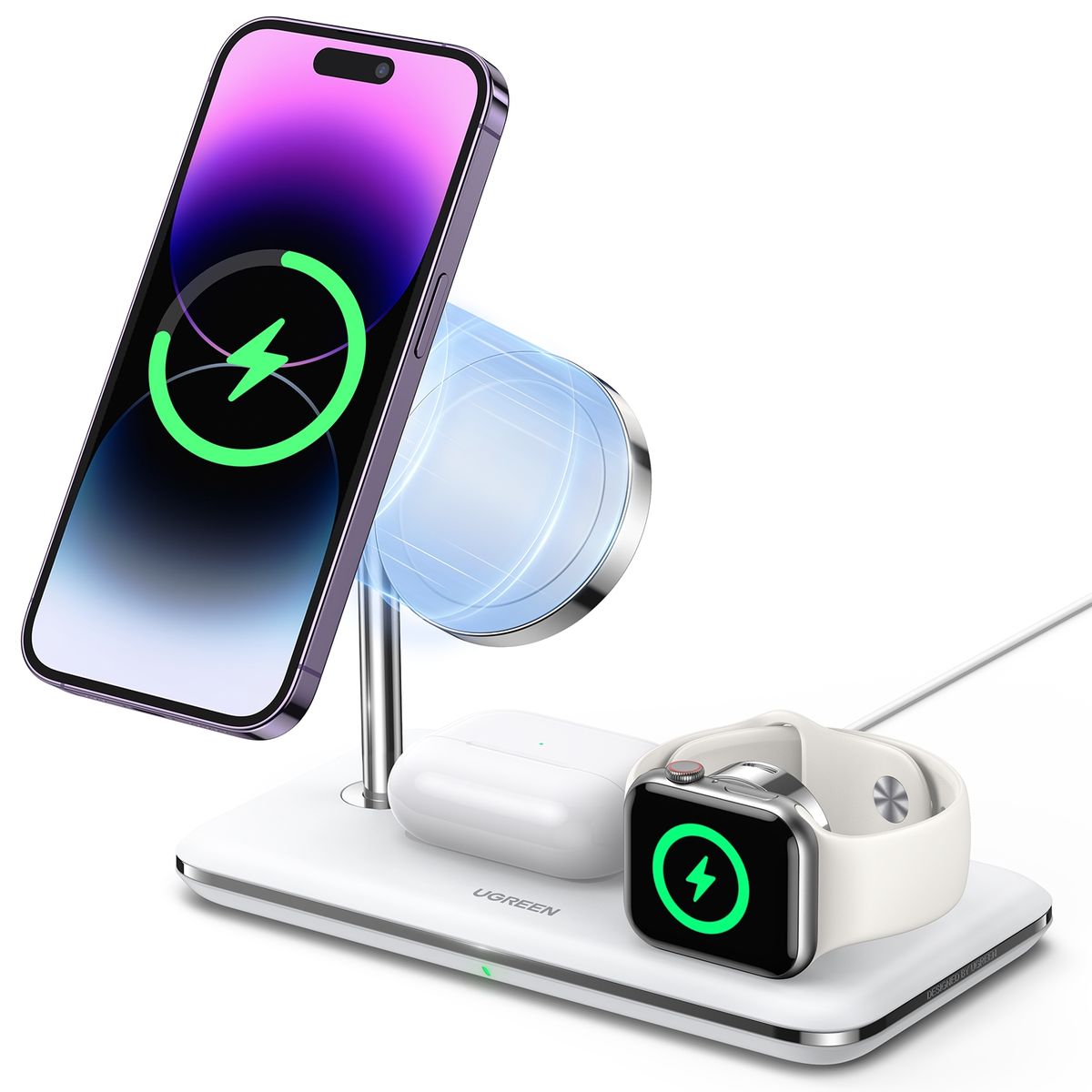 UGREEN - Estación de carga Inalámbrica 3 En 1 para Apple Watch/Iphone/Airpods