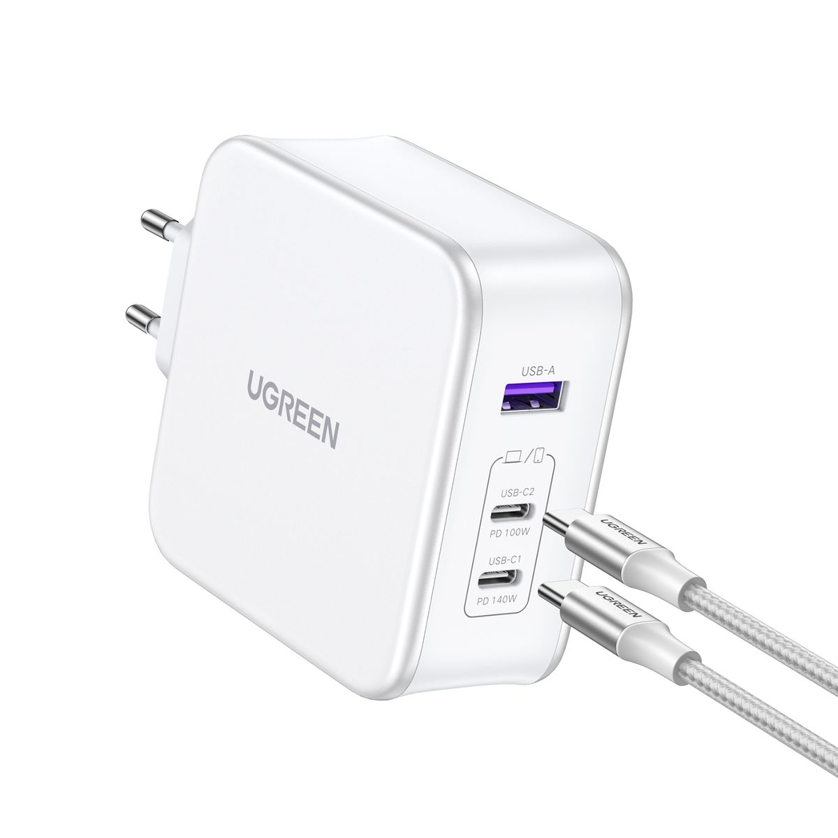 UGREEN - Cargador GAN Tech Fast 140W 2 USB-C/USB-A Blanco CD289-15339