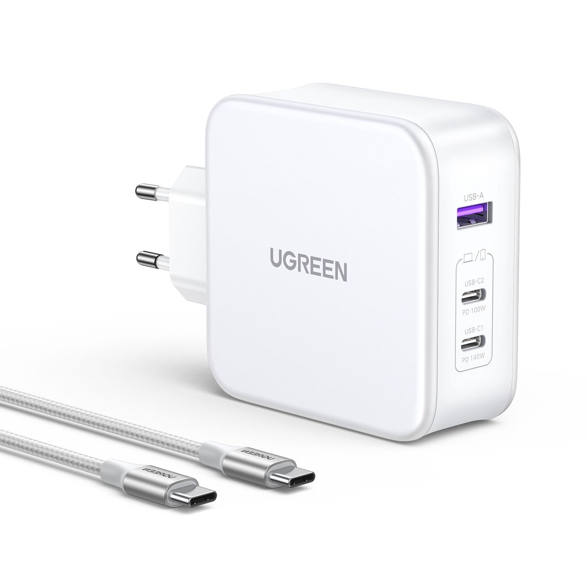 UGREEN - Cargador GAN Tech Fast 140W 2 USB-C/USB-A Blanco CD289-15339