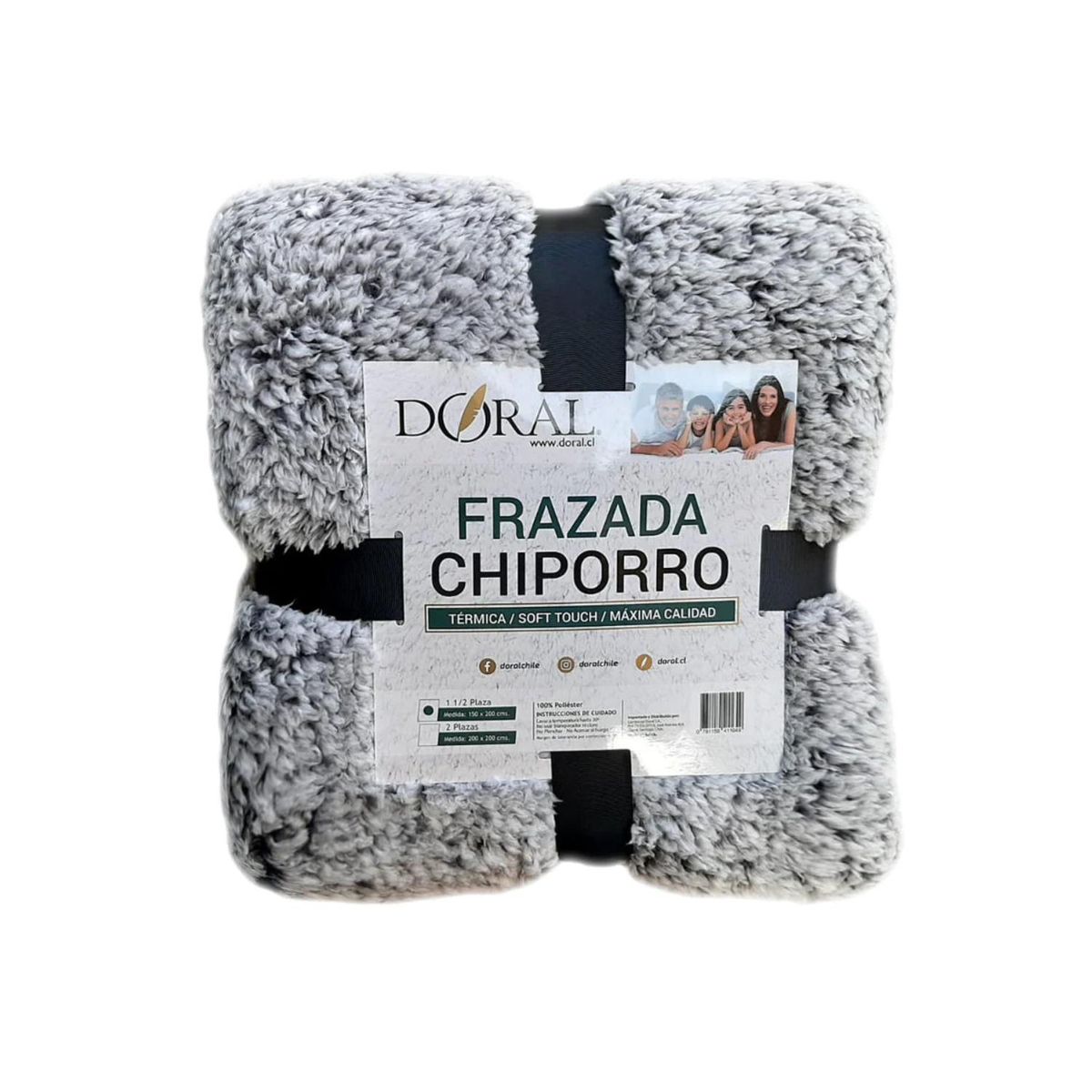 DORAL - Frazada Chiporro 1.5 Plazas Tonos Grises Doral --bv--