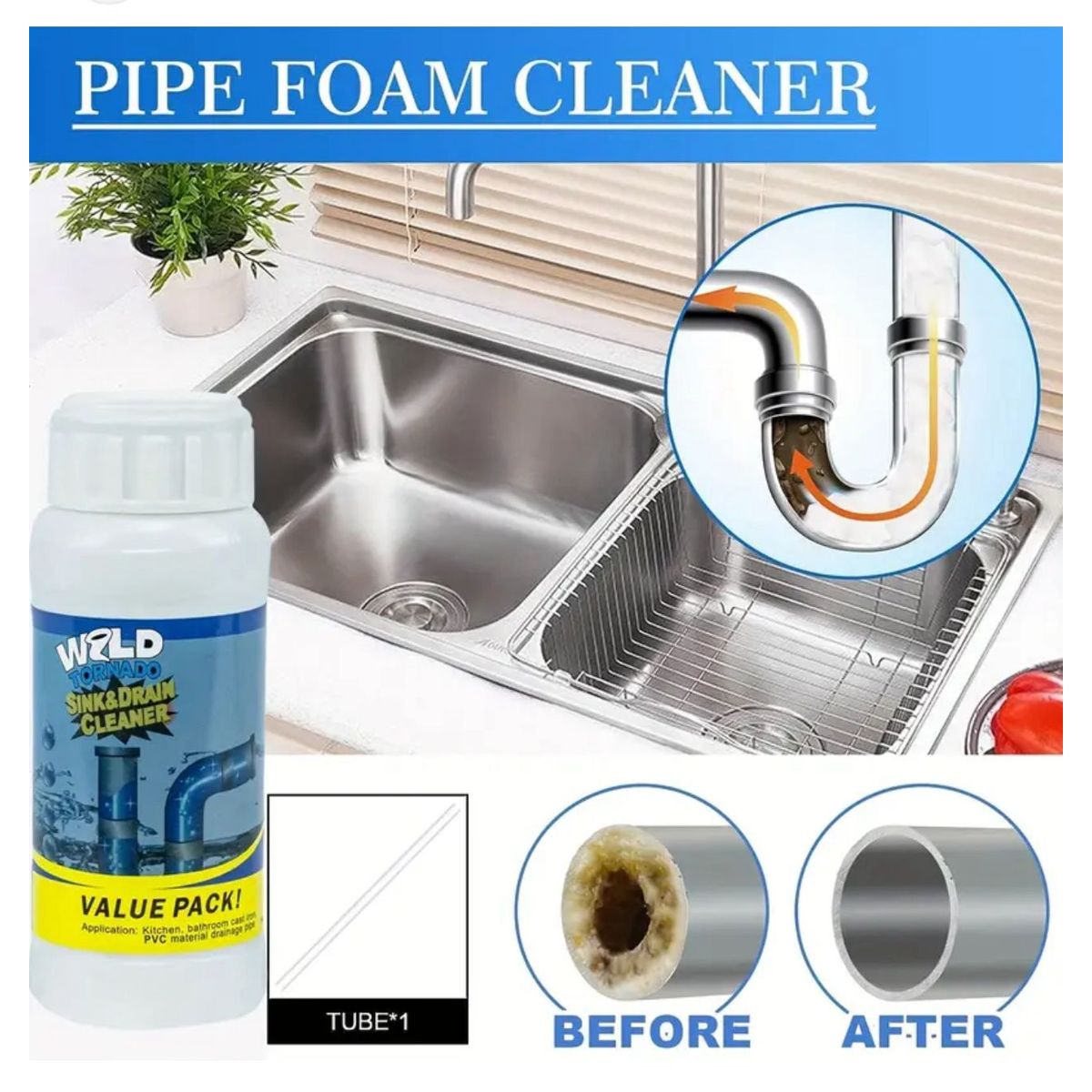 GENERICO - PACK 2  POTENTE LIMPIADOR PARA DESAGÜES BAÑO Y COCINA