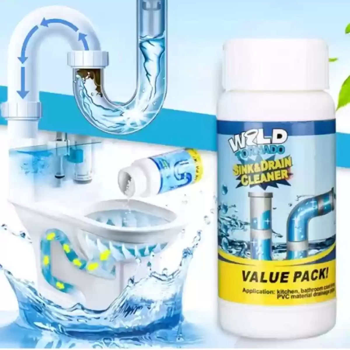 GENERICO - PACK 2  POTENTE LIMPIADOR PARA DESAGÜES BAÑO Y COCINA